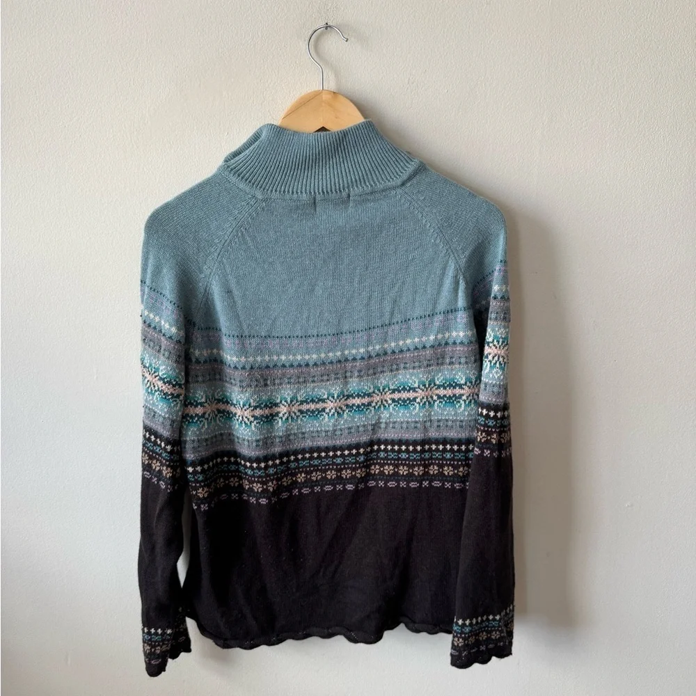 Y2K Eddie Bauer Knit Fair Isle Henley Sweater